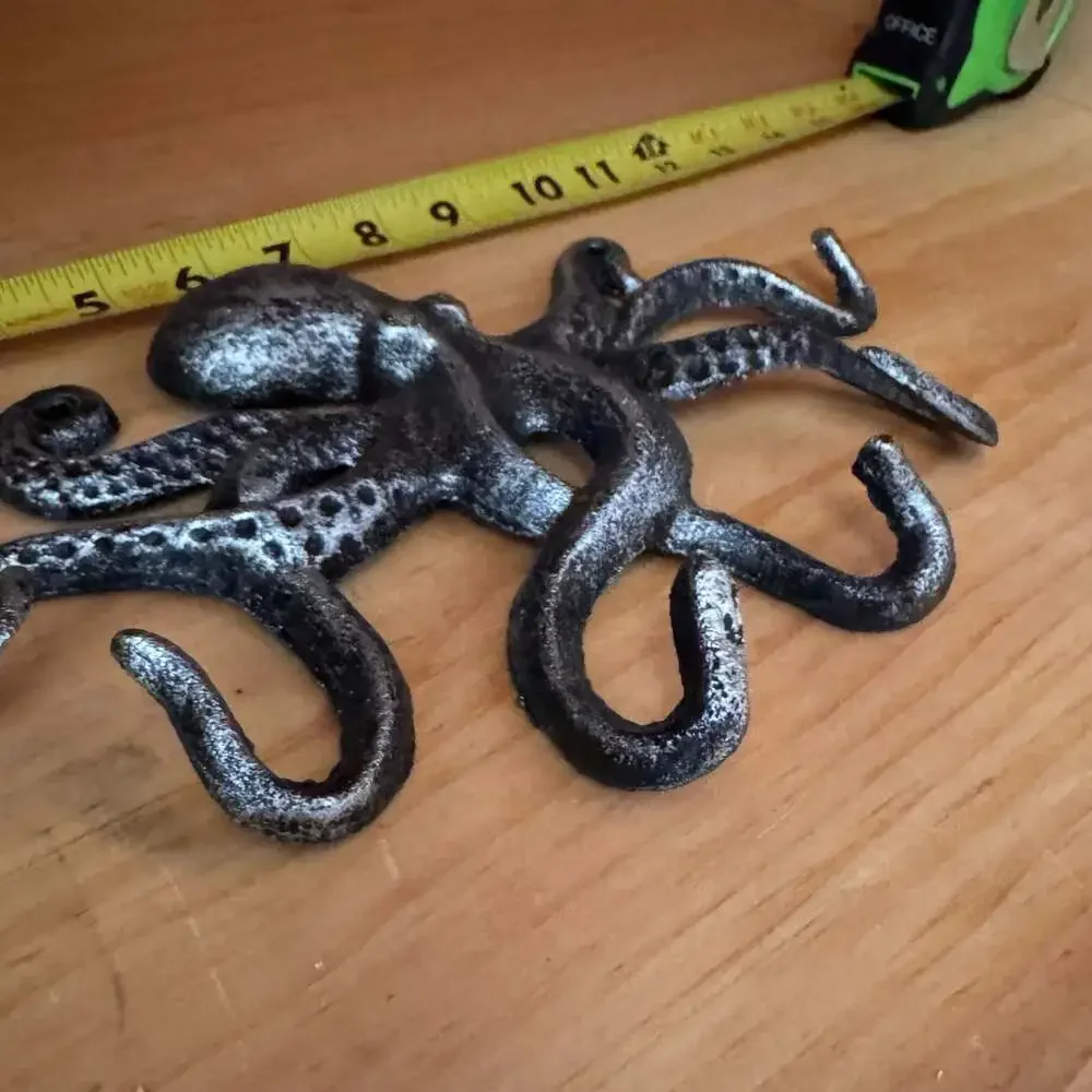 Cast Iron Octopus Wall Hook Decorative Nautical Towel and Coat Hanger
